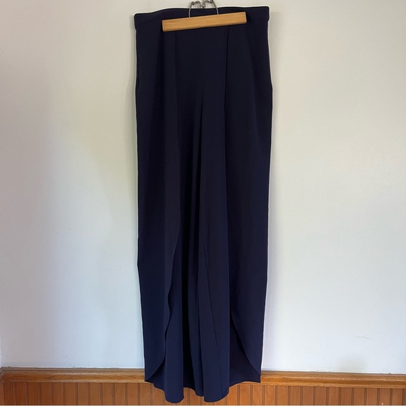 Alice + Olivia Larissa trousers navy high waisted medium flowy split leg tulip - Picture 7 of 15